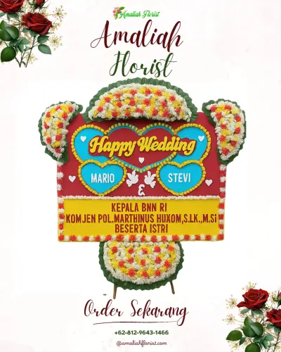 Karangan Papan Bunga Pernikahan di Rendang